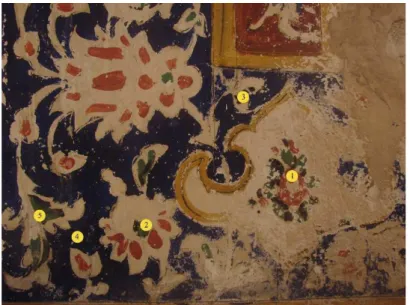 Figure 7.5. Sampling points on the selected wall painting, the church of Surb Astvatzatzin 