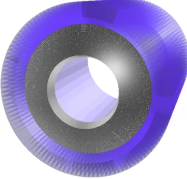 Figure 2.16: GEANT4 geometry description of the EMC, in grey the forward calorimeter.