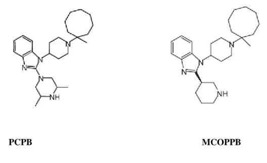 Figure 1.10. Structures of non-peptide NOP agonist PCPB and MCOPPB. 