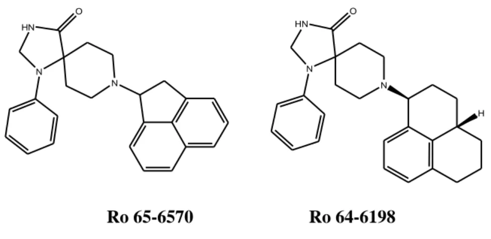 Figure 1.11. Structures of Hofmann-La Roche lead compounds Ro 65-6570 and Ro 64-6198 