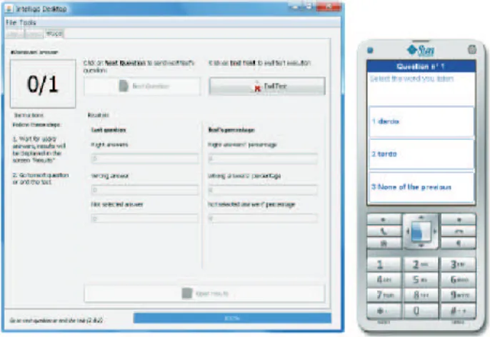 Figure 3.5: The Graphic User Interface screen, both on the server (left) and on the mobile (right), simulated by a convenient Sun tool.