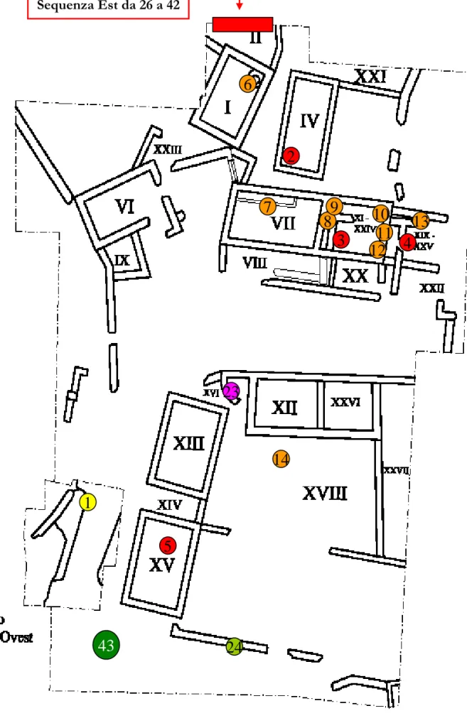 Fig. 1 - Pianta del sito medievale con indicati i punti di