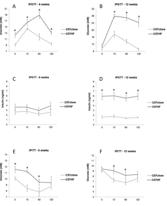 Figure	
  2.	
  Glucose	
  and	
  insulin	
  in	
  high-­‐fat	
  diet	
  fed	
  mice	
  