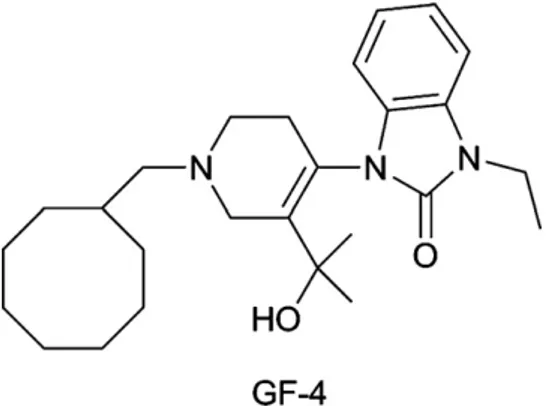 Fig. 1. Structure of 1-[1-cyclooctylmethyl-5-(1-hydroxy-1-methyl-ethyl)-1,2,3,6-