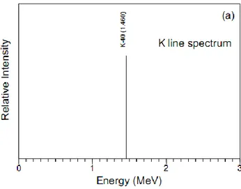 Figure 2.5: gamma ray emission line spectra of potassium (IAEA-TECDOC-1363, 2003). 