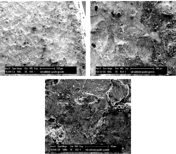 Figure 4.11: SEM micrographs of the bar VAL 1C martensitic, arranged with  increasing magnification