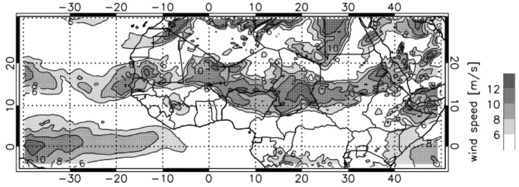 Figure 3.2: ECMWF analysis of wind speed at 700hPa on 00 UTC 10 Aug. 2006.