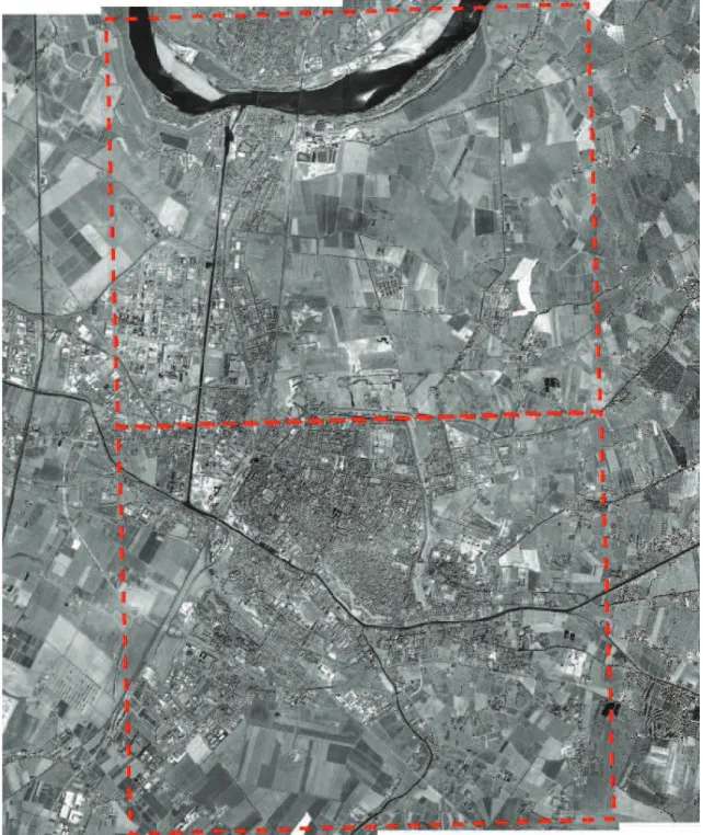 Figura 10-2 Immagine satellitare (Quick Bird 2003) con indicazione dell’area su cui è stato sviluppato il  modello stratigrafico tridimensionale