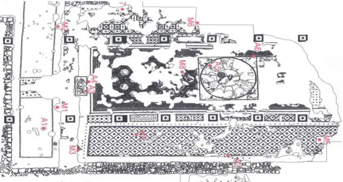 Figure 3.9: The Mosaic floor of the Na’aran synagogue in Jericho  (Source: MoTA’s Archive) 