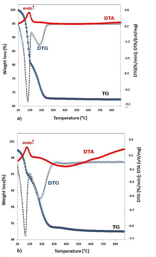 Figure  5.  Thermal  analysis  of  Y  (a)  and  ZSM-5  (b)  loaded  with  chlorobenzene  from  room  temperature to 900 °C