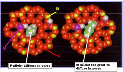 Figure 7: zeolites as molecular sieves. The use of H-ZSM-5 for xilene isomerization 