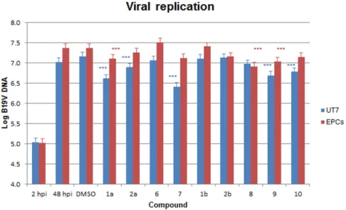 Figure 3. Amount of B19V DNA (Log geq/10 4  cells) in the different samples, at 2 hpi and at 48 hpi 