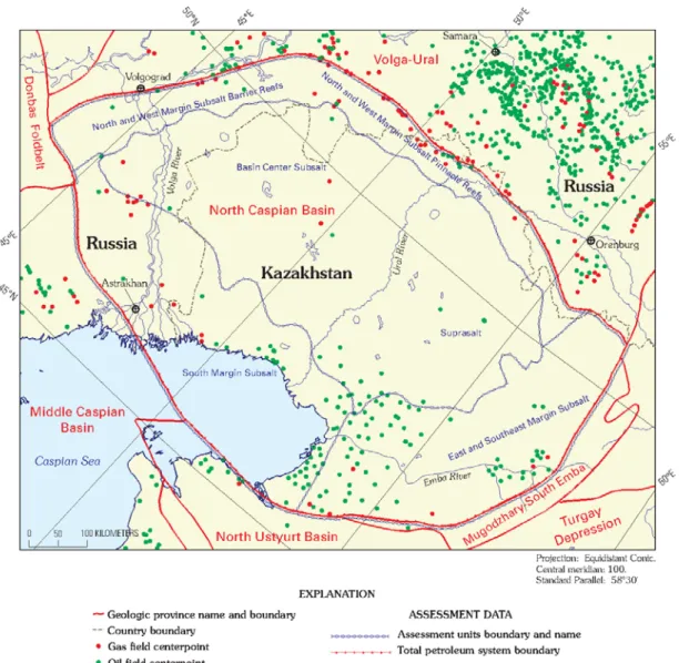 Figure 6:  Petroleum system and assessment units of North Caspian Basin. After G. F.  Ulmishek, 2003”