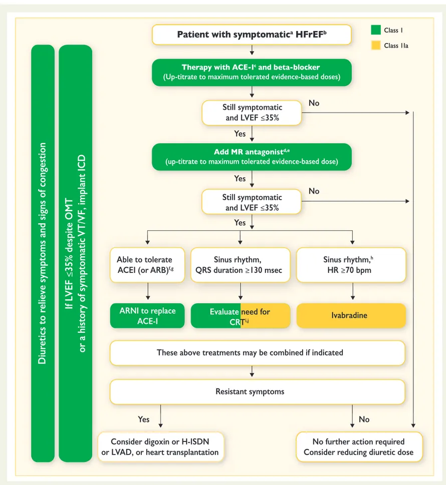 Figure 7.1 Therapeutic algorithm for a patient with symptomatic heart failure with reduced ejection fraction