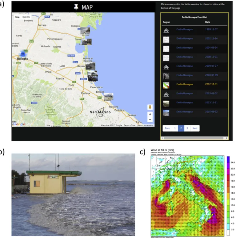 Fig. 3. Example of georeferenced supplementary data associated with a major storm event that struck the coastline of Emilia-Romagna on 31 October 2012