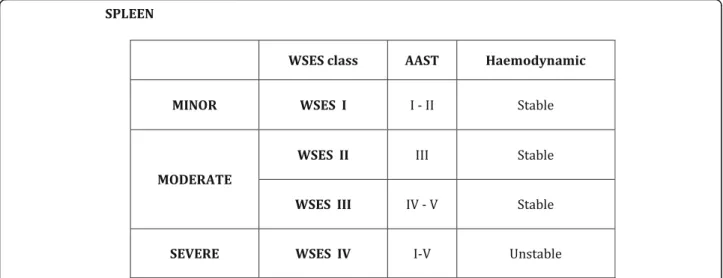 Fig. 1 WSES Spleen trauma classification