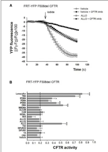 FIGURE 2 | Effect of TMA analogs on CFTR-dependent chloride efflux in FRT-F508del cells