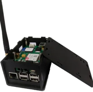 Figure 2. SWaMM smart metering device: SWaMM Edge Gateway, leveraging a Raspberry Pi 3 board with LTE Module.