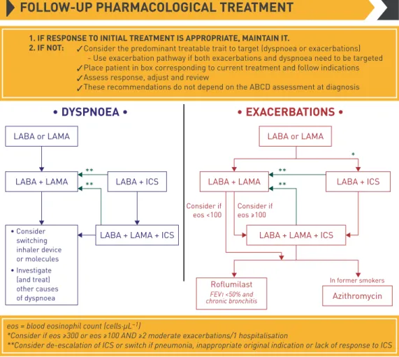 FIGURE 2 Global Initiative for Chronic Obstructive Lung Disease 2019 recommendations for follow-up pharmacological management