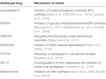 TABLE 3 | New antifungal drugs.