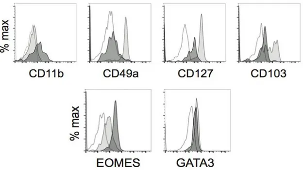 Figure  9:  surface  expression  of  CD11b,  CD49a,  CD127  and  CD103,  and  intracellular  expression  of 