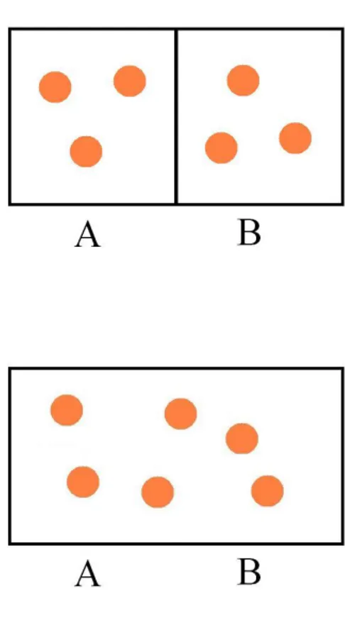 Figura 3: Illustrazione del paradosso di Gibbs con il medesimo gas. 