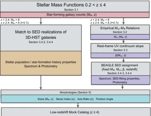 Figure 1. Diagram summarizing the procedures for generating star-forming galaxies at z  