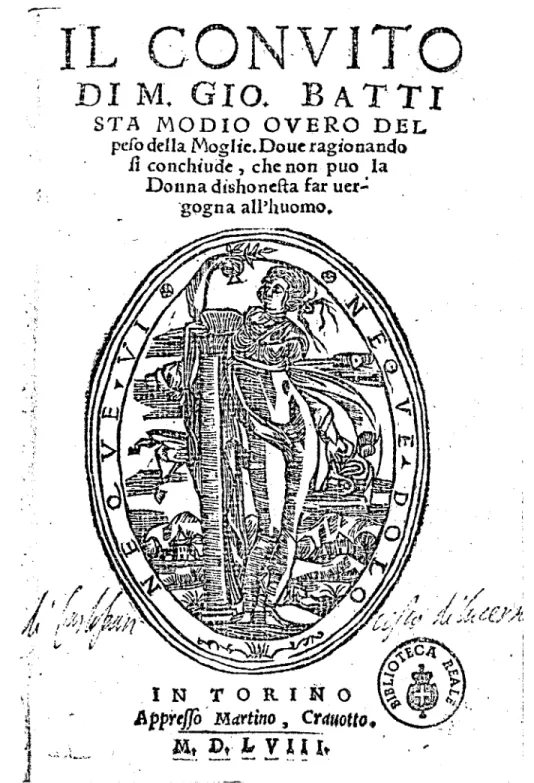 Fig.  2.  Prontespizio  dell'edizione  torinese  del  Convito  di  Giovan  Battista  Modio