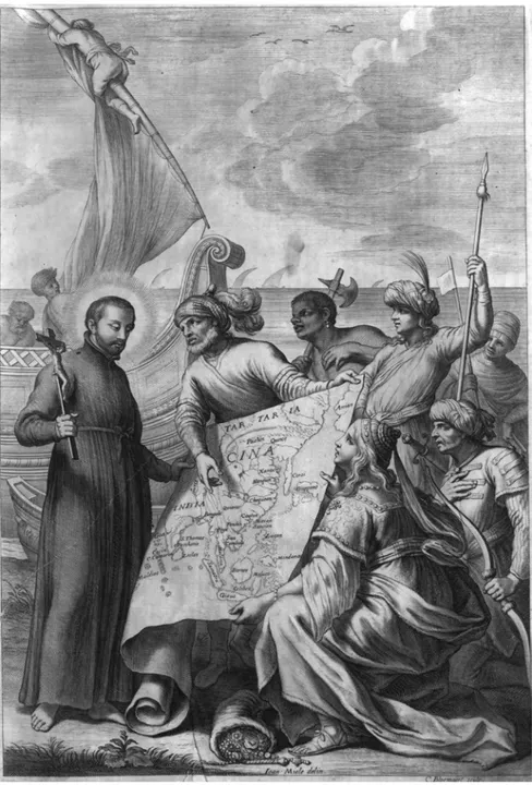 Figure 1  A Jesuit missionary studies the map of Tatary. From Daniello Bartoli, Dell’istoria della  Compagnia di Gesù, 1653–1673