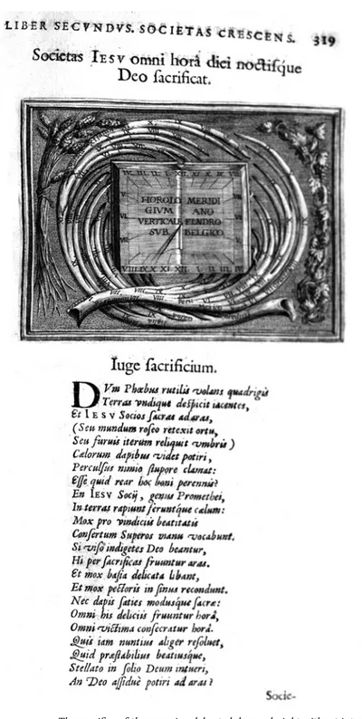 Figure 3  The sacrifice of the mass is celebrated day and night without interruption. Emblem  from Imago primi saeculi (1640), c.319.