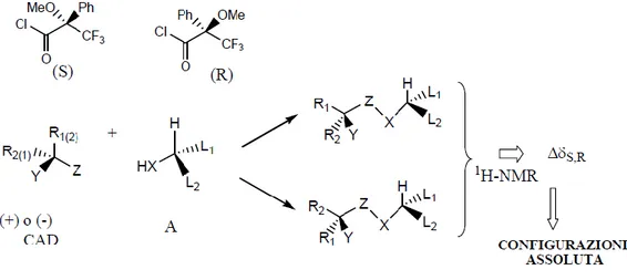 Figura 1.3 Metodo generale di determinazione della configurazione assoluta attraverso NMR 