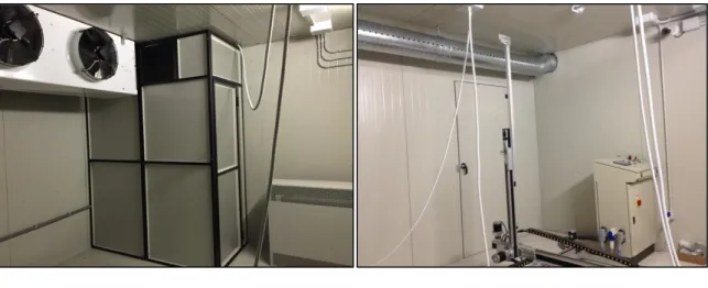 Figure 11: climatic rooms a) E.E. climatic room with the plenum room, b) C.E. climatic room