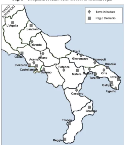 Fig. 2 - Geografia feudale delle diocesi di nomina regia
