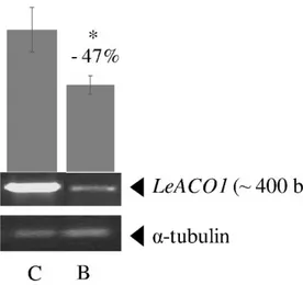 Figure 2.4. LeACO1 gene expression level. The LeACO1 expression level in leaves of tomato plant grown on non-