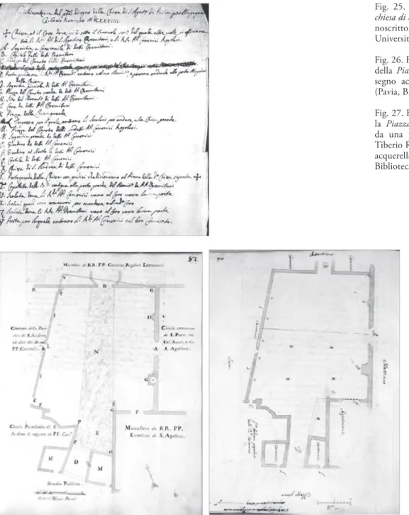 Fig. 25. T. Romussi, Disegno della  chiesa di Sant’Agostino di Pavia.  Ma-noscritto, 1634 (Pavia, Biblioteca  Universitaria)