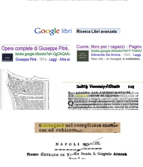 Fig. 12. Esempi di imperfezioni di Google Libri. 1. Libri schedati con data sba- sba-gliata: G