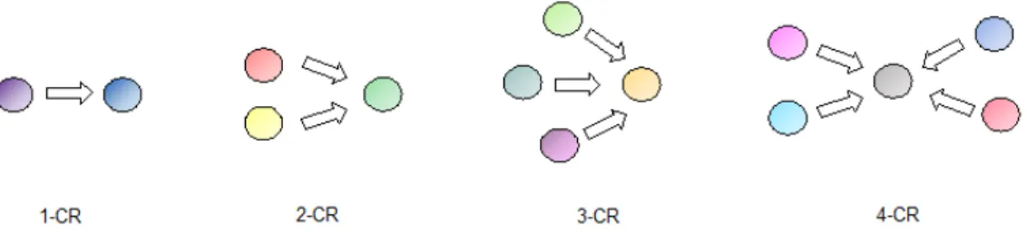 Figure 1.  Schematic presentation of a one component reaction, a two component 
