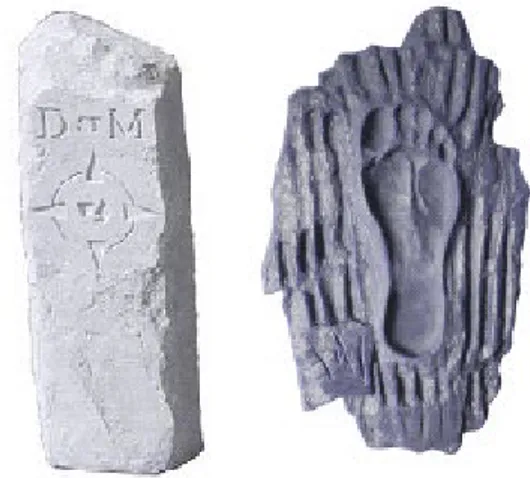 Fig. 2. Milestones marking the route (left) and “The Footprint of St. Martin” (right) Source: http://www.culture-routes.lu/