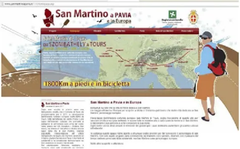 Fig. 3. Homepage of website “St. Martin Route in Pavia and in Europe” Source: http://www.sanmartinoapavia.it/ITA/Homepage.asp