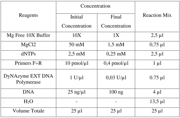 Table 7: PCR conditions for DyNAzyme EXT DNA Polymerase 