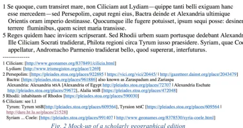 Fig. 2 Mock-up of a scholarly geographical edition 