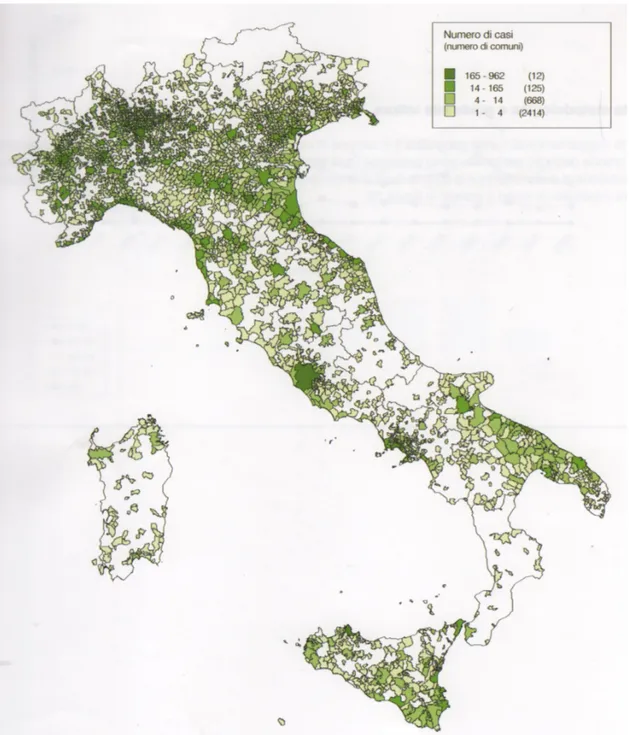 Figure  3. Crude  incidence  rates  of  malignant  mesothelioma  (MM)  cases  by  Italian  municipalities