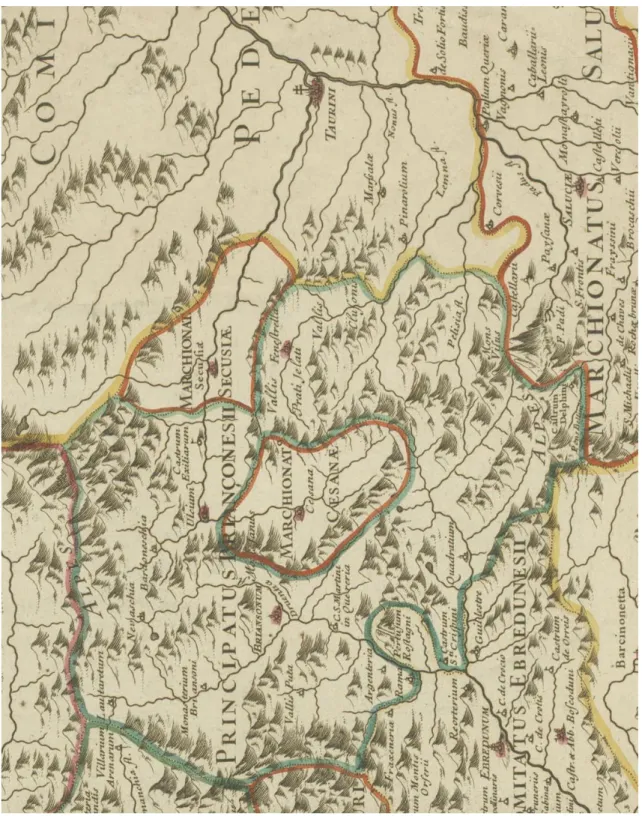 Figura 2. Tabula Delphinatus et vicinarum regionum distribuita in principatus, comitatus, baronias 