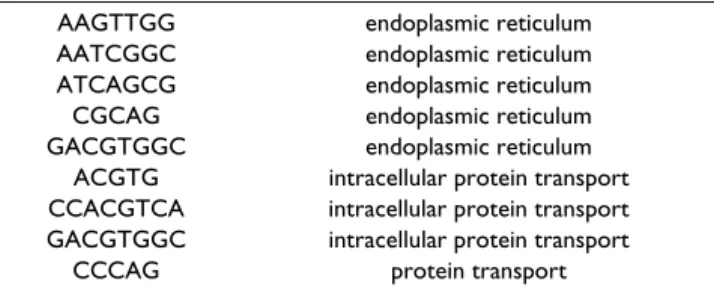 Table 7: Words associated to &#34;endoplasmic reticulum&#34;, &#34;protein  transport&#34; and &#34;intracellular protein transport&#34;
