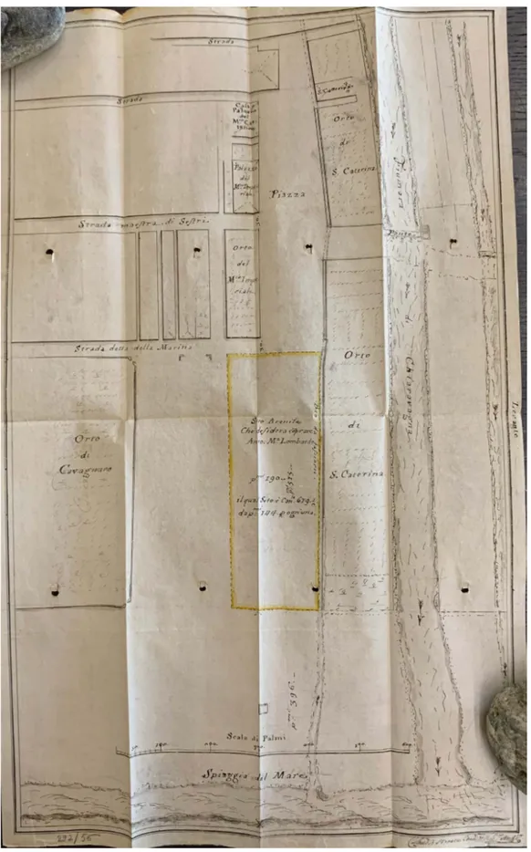 Fig. 1. Sito richiesto da Antonio Maria Lombardo nel 1752, in vicinanza del corso del torrente Chiaravagna,  e non assegnato 