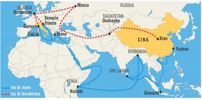 Figura 4. MSR e funzione gateway dei porti di Genova e Trieste. 