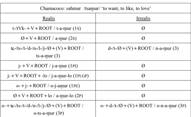 Table 7.3. Chamacoco verb inflection       