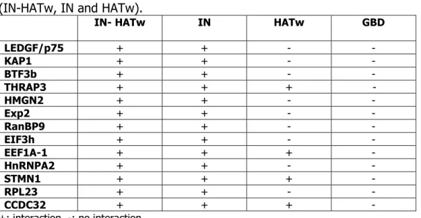 Table  2:  Interactions  in  yeast  between  GAD  prey  proteins  and  GBD  hybrid  baits             