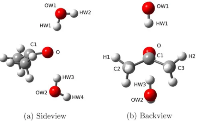 Figure 7. First excited state geometry of the acetone–water complex (Ac- (Ac-W2). [Color figure can be viewed in the online issue, which is available at wileyonlinelibrary.com.]