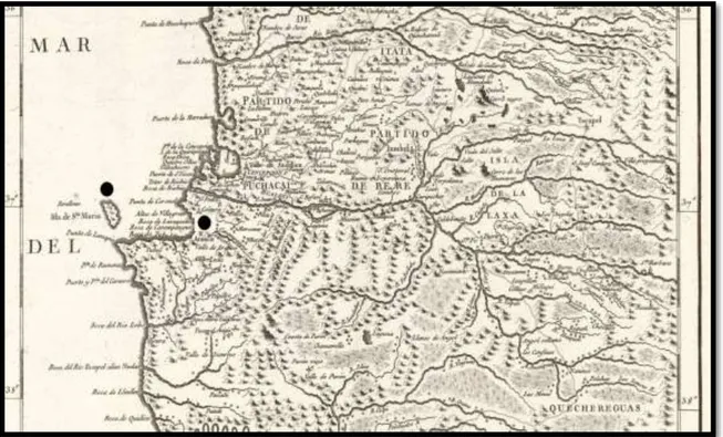 Fig. 8. “Mapa de una parte de Chile que comprehende el terreno donde pasaron los famosos hechos entre  Españoles y Araucanos” (1777) 721